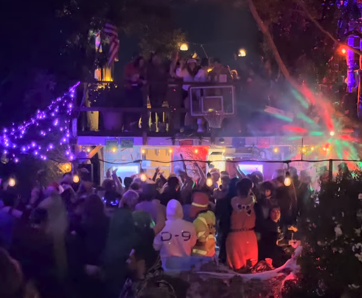PICOPANELS lighting a packed night party, panels glowing over the crowd