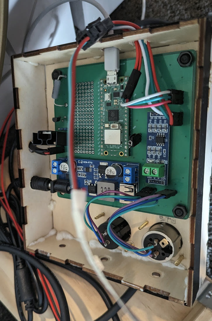 PICOPANELS — self-designed Raspberry Pi Pico PCB and wiring in the laser-cut enclosure