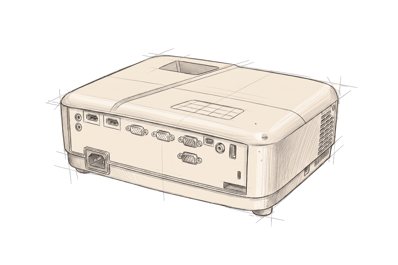 DLP projector — hand-drawn engineering sketch